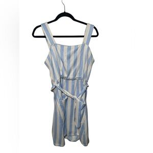 Never A Wallflower Malia Dress Blue and White Stripe Front Pockets‎ Tie at Waist